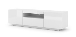 Szafka RTV Aura 150cm uniwersalna, wisząca lub stojąca, biały połysk - stojąca
