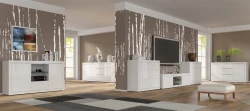 Komoda biała Bello Bianco IV 195cm - mat / połysk - komoda w aranżacji z innymi komodami