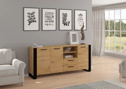 Komoda loftowa Nuka D 197cm, dąb artisan - w aranżacji