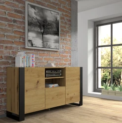 Komoda industrialna Mondi 158cm, dąb artisan - w aranżacji