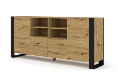 Komoda industrialna Mondi 188cm, dąb artisan
