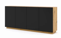 Komoda Aura KOM4D 198cm, dąb artisan / czarny mat