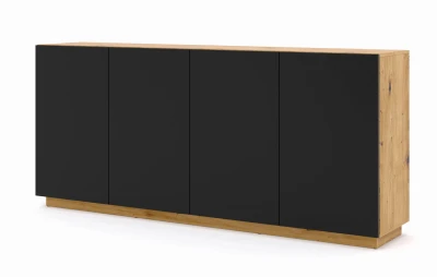 Komoda Aura KOM4D 198cm, dąb artisan / czarny mat