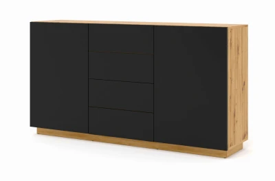 Komoda Aura KOM2D4S 164cm, dąb artisan / czarny mat