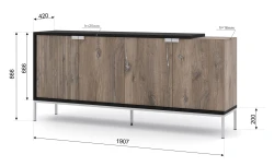 Komoda nowoczesna Toledo 200cm 4D, dąb flagstaff - wymiary komody