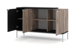 Komoda nowoczesna Toledo 143cm 3D, dąb flagstaff - otworzona