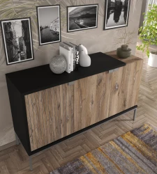 Komoda nowoczesna Toledo 143cm 3D, dąb flagstaff - komoda w pomieszczeniu