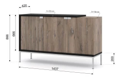 Komoda nowoczesna Toledo 143cm 3D, dąb flagstaff - wymiary komody do salonu