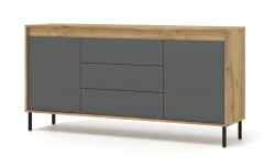 Komoda NESTA 166cm, dąb craft złoty / bazalt