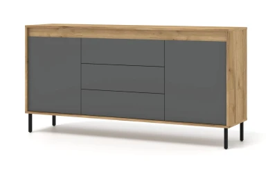 Komoda NESTA 166cm, dąb craft złoty / bazalt
