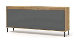 Komoda NESTA 192cm, dąb craft złoty / bazalt