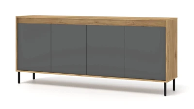 Komoda NESTA 192cm, dąb craft złoty / bazalt