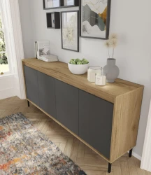 Komoda NESTA 192cm, dąb craft złoty / bazalt - widok z góry