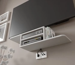 Półka pod telewizor wisząca Dedal 90cm, biały mat - widok z dołu