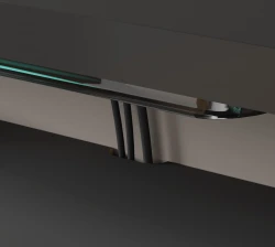 Półka pod telewizor wisząca Dedal 90cm, czarny mat - otwór półki na kable