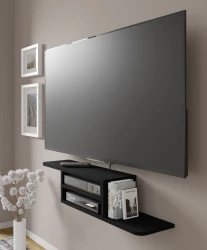 Półka pod telewizor wisząca Dedal 90cm, czarny mat - widok na półkę od boku