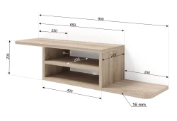 Półka pod telewizor wisząca Dedal 90cm, dąb sonoma - wymiary półki pod telewizor