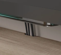 Półka pod telewizor wisząca Dedal 90cm, dąb sonoma - widok na otwór półki pod telewizor na kable