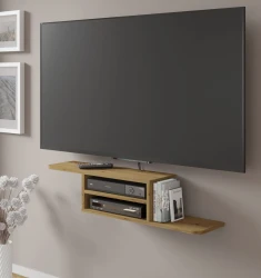 Półka pod telewizor wisząca Dedal 90cm, dąb artisan - widok na półkę wiszącą
