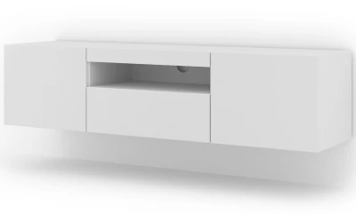 Szafka RTV Aura 150cm uniwersalna, wisząca lub stojąca, biały mat