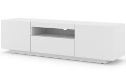 Szafka RTV Aura 150cm uniwersalna, wisząca lub stojąca, biały mat - stojąca