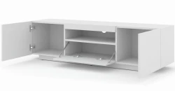 Szafka RTV Aura 150cm uniwersalna, wisząca lub stojąca, biały mat - stojąca, otwarta