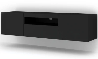 Szafka RTV Aura 150cm uniwersalna, wisząca lub stojąca, czarny mat