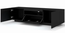 Szafka RTV Aura 150cm uniwersalna, wisząca lub stojąca, czarny mat - stojąca
