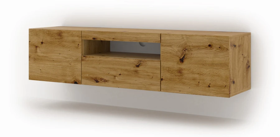 Szafka RTV Aura 150cm uniwersalna, wisząca lub stojąca, dąb artisan