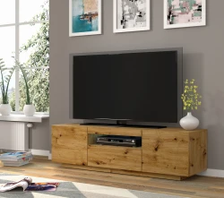 Szafka RTV Aura 150cm uniwersalna, wisząca lub stojąca, dąb artisan - stojąca w aranzacji