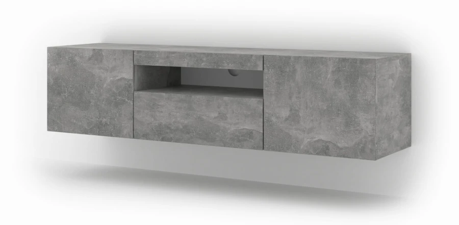 Szafka RTV Aura 150cm uniwersalna, wisząca lub stojąca, beton - wisząca