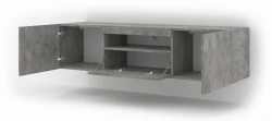 Szafka RTV Aura 150cm uniwersalna, wisząca lub stojąca, beton - wisząca, otwarta