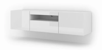 Szafka RTV Aura 150cm uniwersalna, wisząca lub stojąca, biały połysk