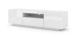 Szafka RTV Aura 150cm uniwersalna, wisząca lub stojąca, biały połysk - stojąca