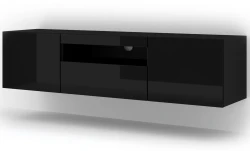 Szafka RTV Aura 150cm uniwersalna, wisząca lub stojąca, czarny połysk - wisząca