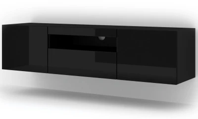 Szafka RTV Aura 150cm uniwersalna, wisząca lub stojąca, czarny połysk