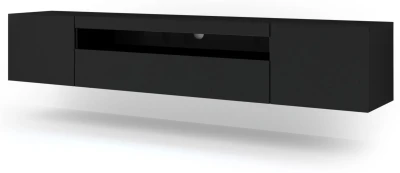 Szafka RTV Aura 200cm uniwersalna, wisząca lub stojąca, czarny mat