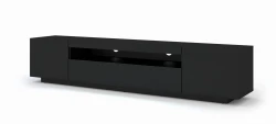 Szafka RTV Aura 200cm uniwersalna, wisząca lub stojąca, czarny mat - stojąca