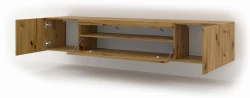 Szafka RTV Aura 200cm uniwersalna, wisząca lub stojąca, dąb artisan - wisząca otwarta