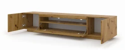 Szafka RTV Aura 200cm uniwersalna, wisząca lub stojąca, dąb artisan - stojąca otwarta