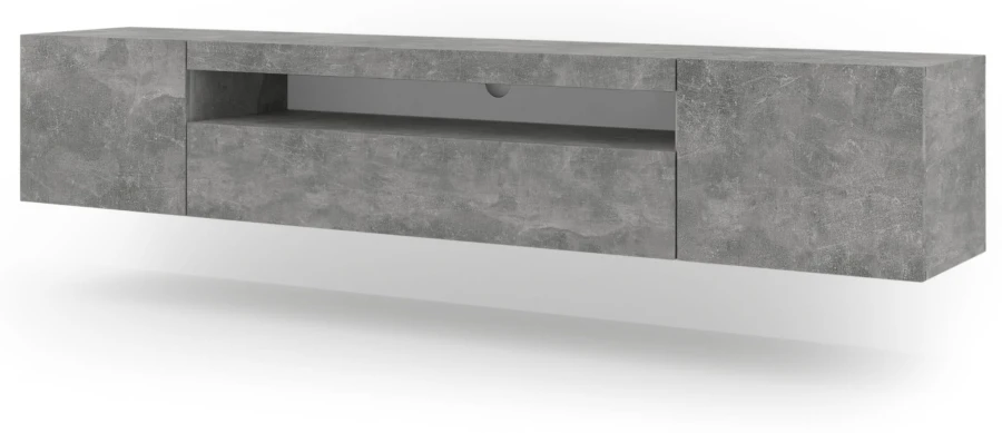 Szafka RTV Aura 200cm uniwersalna, wisząca lub stojąca, beton - wisząca