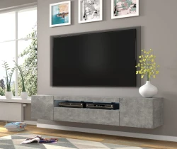 Szafka RTV Aura 200cm uniwersalna, wisząca lub stojąca, beton - wisząca w salonie