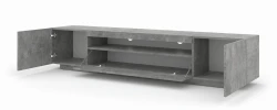 Szafka RTV Aura 200cm uniwersalna, wisząca lub stojąca, beton - stojąca otwarta