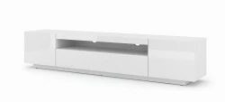 Szafka RTV Aura 200cm uniwersalna, wisząca lub stojąca, biały połysk - stojąca