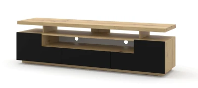Szafka RTV nowoczesna Eva 180cm, dąb artisan / czarny mat
