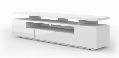 Szafka RTV nowoczesna Eva 195cm, biały mat / biały połysk