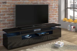 Szafka RTV nowoczesna Eva 195cm, czarny mat / czarny połysk - w aranżacji