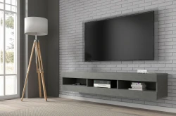 Szafka RTV Manta 160cm uniwersalna, wisząca lub stojąca, matera - wisząca w aranżacji salonu