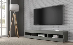Szafka RTV Manta 160cm uniwersalna, wisząca lub stojąca, matera - stojąca w aranżacji salonu