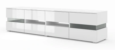 Szafka RTV nowoczesna Viper 186cm, biały mat / biały połysk